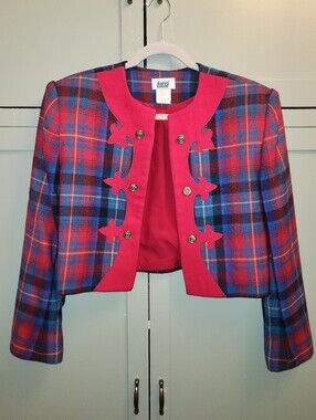 Lucia Red Plaid Cropped Blazer